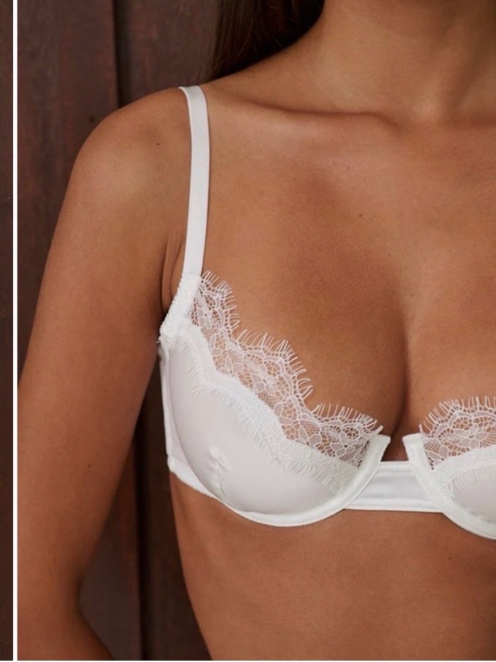 NEW Kat the Label Ivory Satin Lace Underwire Bra Medium- Bra Only.